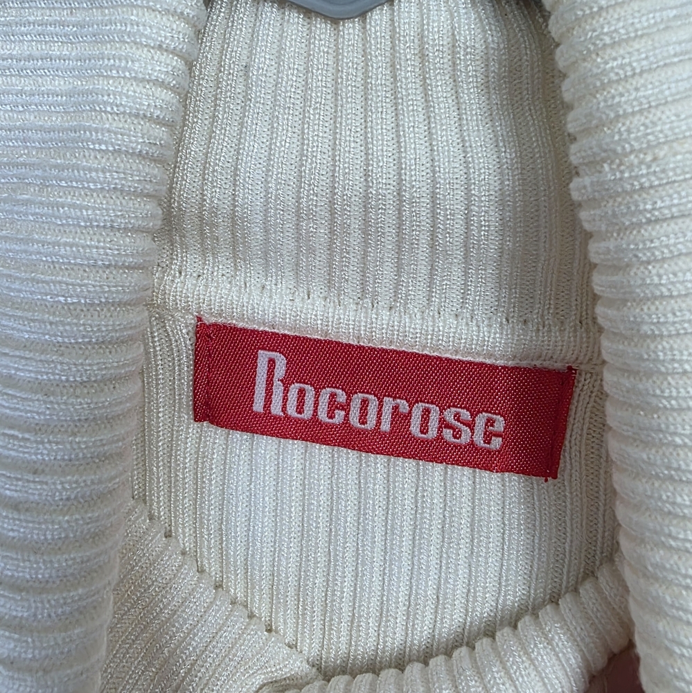 Rocorose Sweater Dress Midi Colorblock Stretch Bodycon Ribbed Knit Turtleneck M - Picture 8 of 15